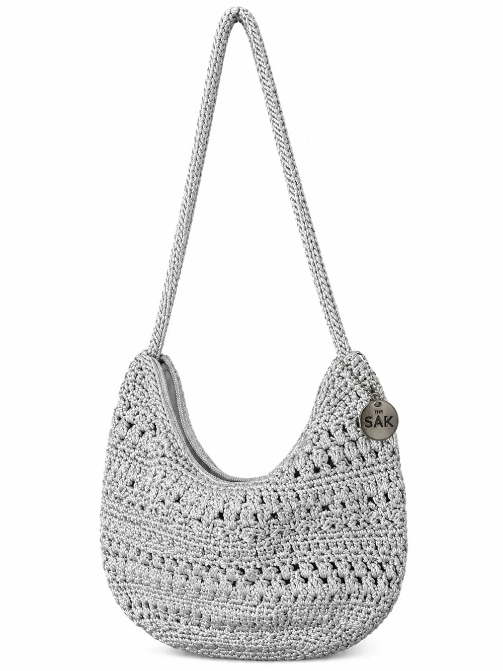 The Sak Silver Crochet Hobo Shoulder Bag